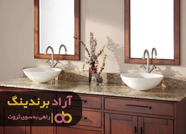 روشویی کابینتی طرح چوب