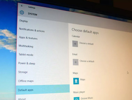 برنامه های پیش فرض در ویندوز 10, انتخاب برنامه پیش فرض ویندوز 10