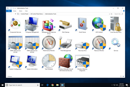 دسترسی به ابزارهای مدیریتی ویندوز 10, یکپارچه سازی دیسک در ویندوز 10, ابزارهای مدیریتی در ویندوز 10