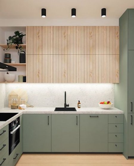 طراحی آشپزخانه دو رنگ
